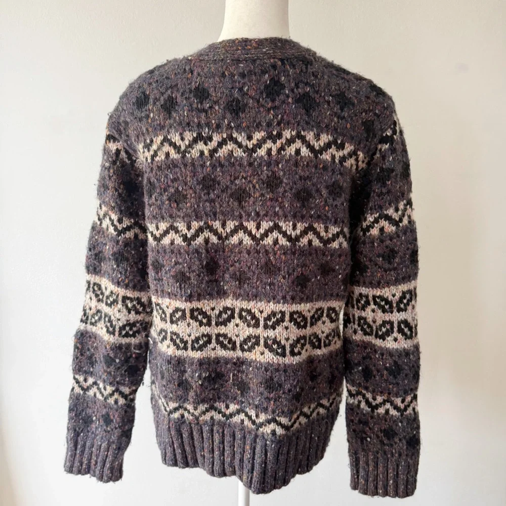Mystree Women Fair Isle Chunky Cardigan Large Cabin Casual Forest Ski Indie